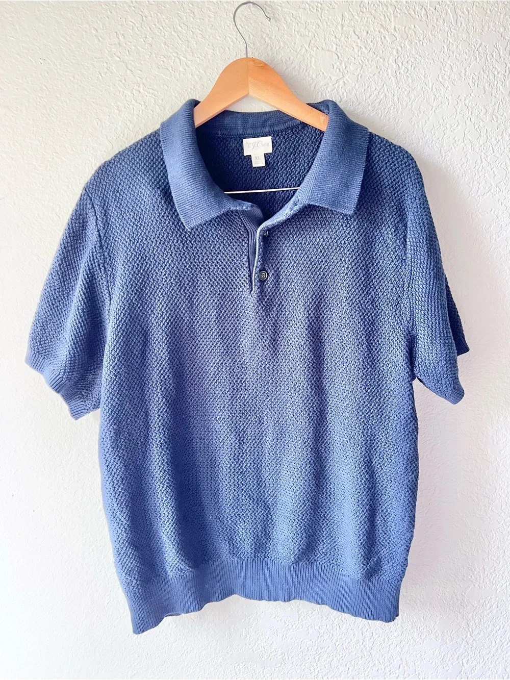 J. Crew Navy Knit Textured Sweater Polo Sz XL